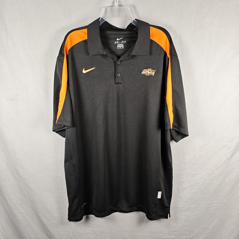 Oklahoma State Cowboys Polo Shirt Mens 2XL Black NCAA Football Nike Dri Fit